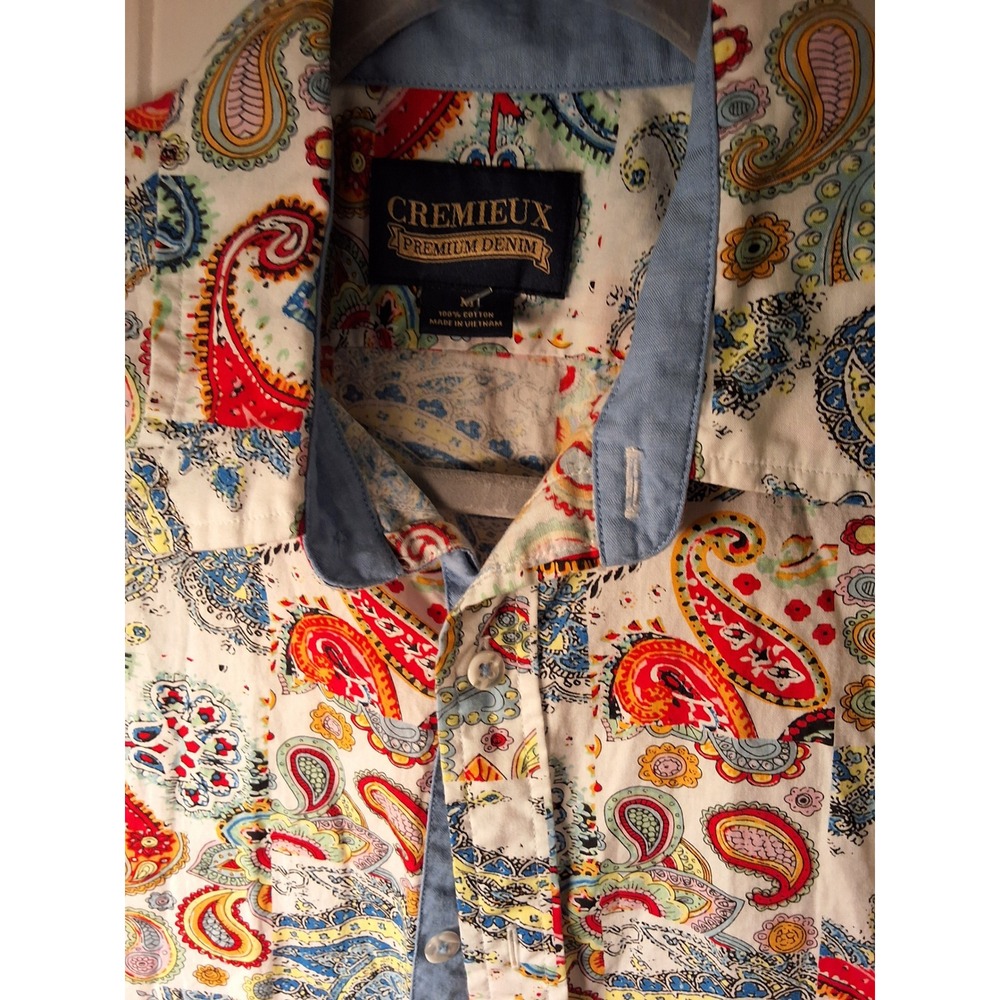 Cremieux Mint Mens Paisley Short Sleeve Button Down Shirt Boho Lightweight